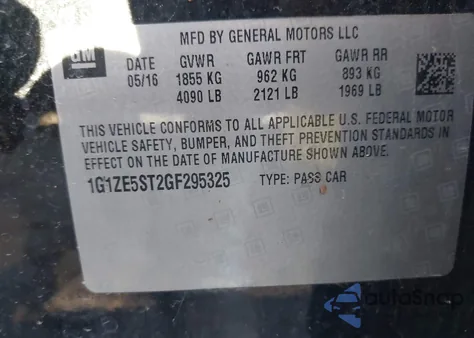 2016 Chevrolet Malibu 1Lt из США, поврежденный, VIN 1G1ZE5ST2GF295325